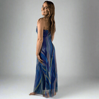 AQUARELLE Long Strapless Flared Empire Dress Made in USA