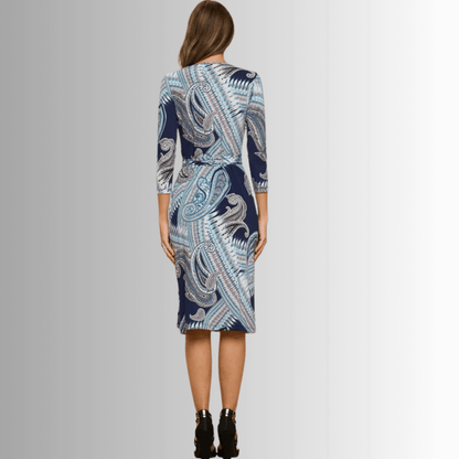 Effortless Beauty Navy Printed Wrap Dress