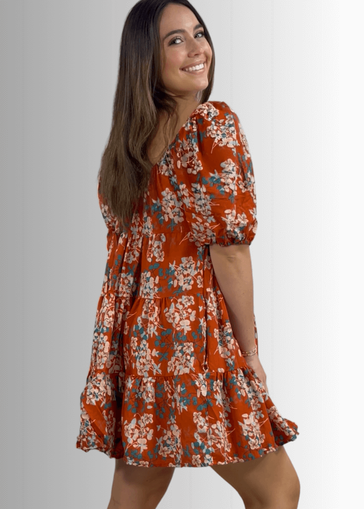 Sara Floral Baby Doll Tiered Mini Dress