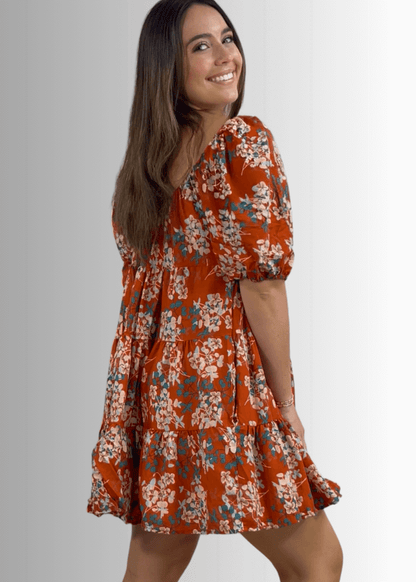 Sara Floral Baby Doll Tiered Mini Dress