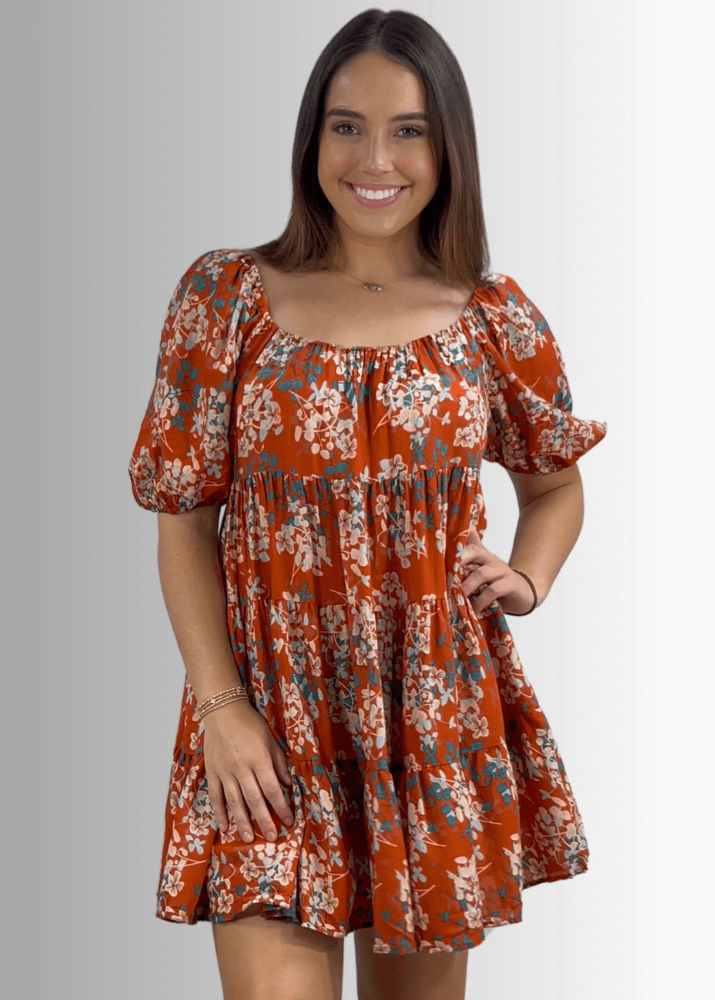 Sara Floral Baby Doll Tiered Mini Dress