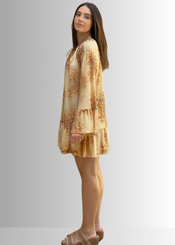 Inaya Boho Tiered Dress in Sage