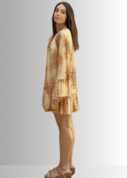 Inaya Boho Tiered Dress in Sage