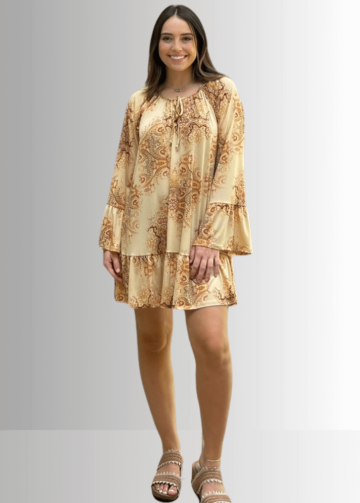 Inaya Boho Tiered Dress in Sage