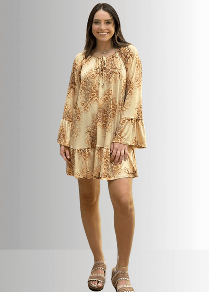 Inaya Boho Tiered Dress in Sage