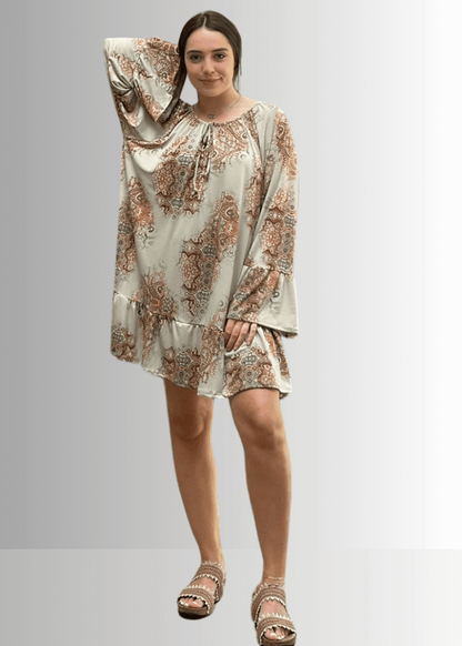 Inaya Boho Tiered Dress in Sage