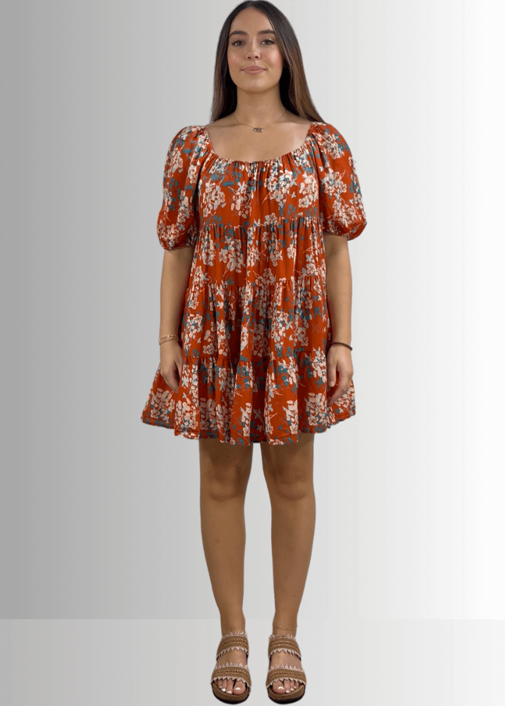 Sara Floral Baby Doll Tiered Mini Dress