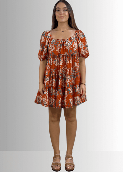 Sara Floral Baby Doll Tiered Mini Dress