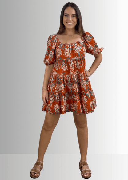 Sara Floral Baby Doll Tiered Mini Dress