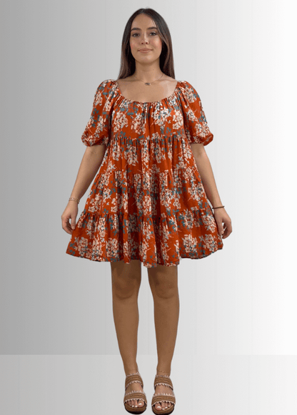 Sara Floral Baby Doll Tiered Mini Dress