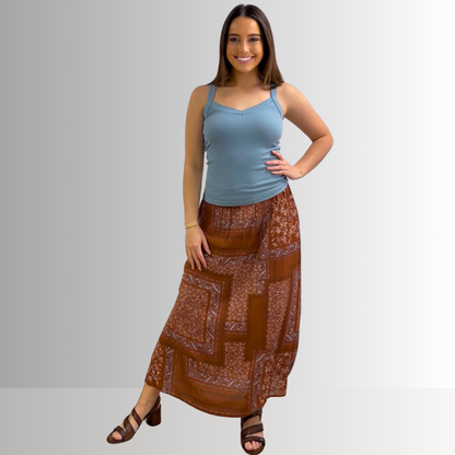 Paisley Patch Print Maxi Skirt