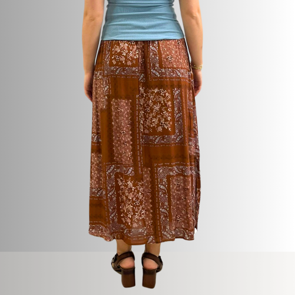 Paisley Patch Print Maxi Skirt