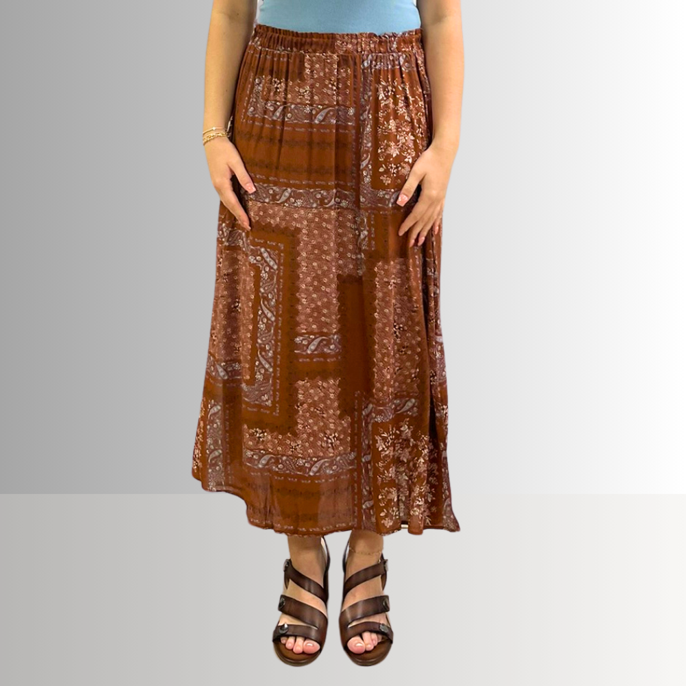 Paisley Patch Print Maxi Skirt