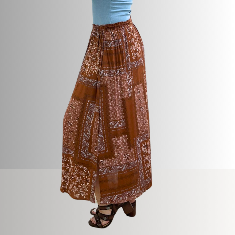 Paisley Patch Print Maxi Skirt