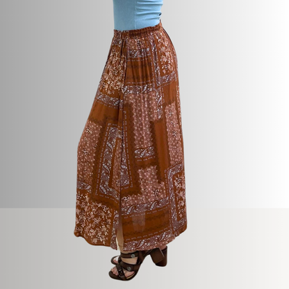 Paisley Patch Print Maxi Skirt