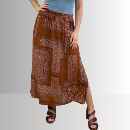 Paisley Patch Print Maxi Skirt