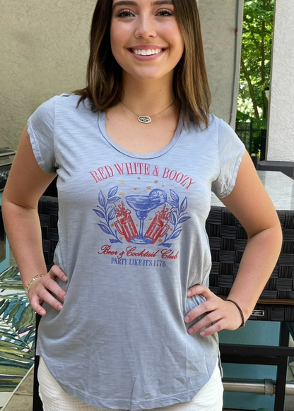 Red White and Boozy Graphic Patriotic 4th of July T-Shirt
