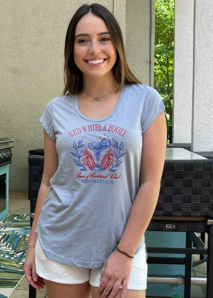 Red White and Boozy Graphic Patriotic 4th of July T-Shirt