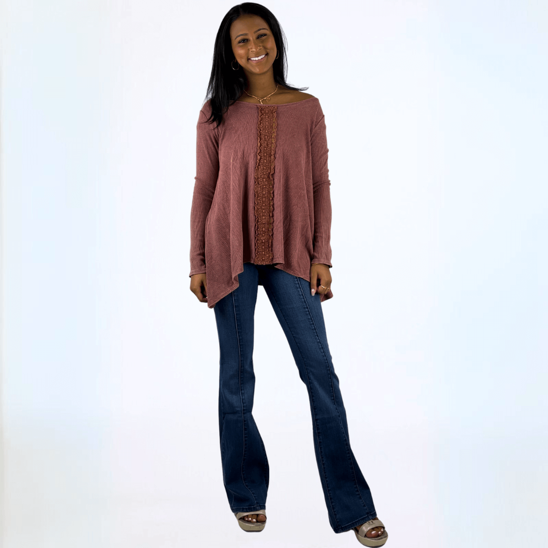 Thermal Lace Trim Top Made in USA