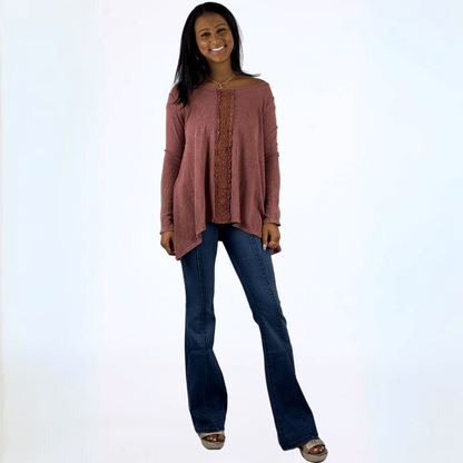 Thermal Lace Trim Top Made in USA