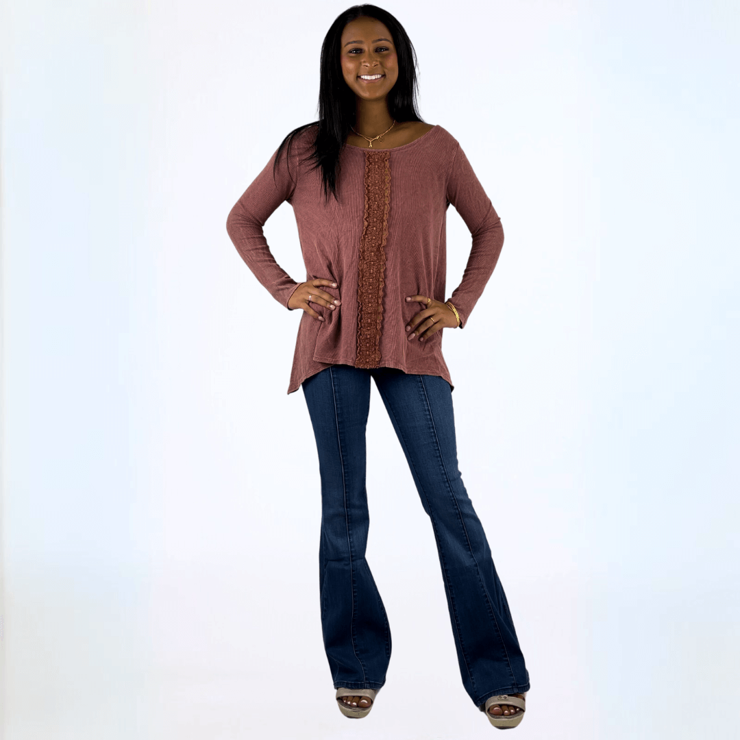 Thermal Lace Trim Top Made in USA