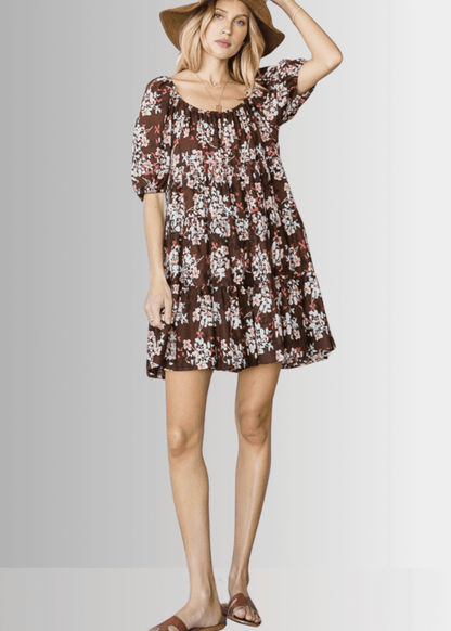 Sara Floral Baby Doll Tiered Mini Dress