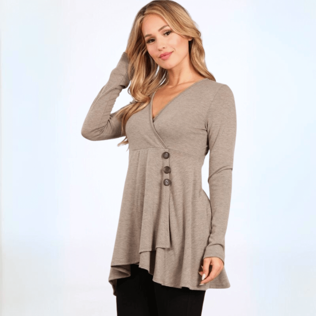 A Feminine Touch V-Neck A-Line Fit Tunic Made in USA
