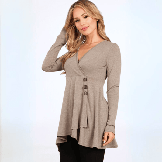 A Feminine Touch V-Neck A-Line Fit Tunic Made in USA