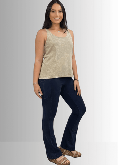 Twenty Four Seven Cotton Tank in Stone