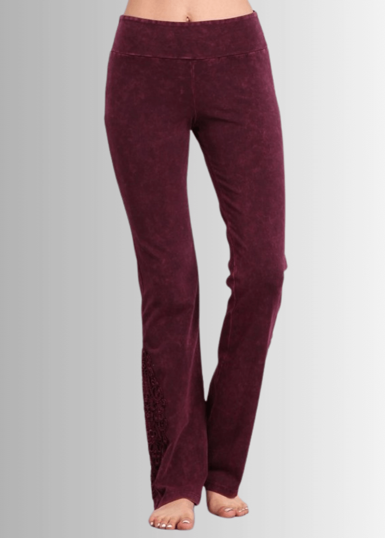 Mineral Washed Bootcut Jeggings Crochet DetaiL