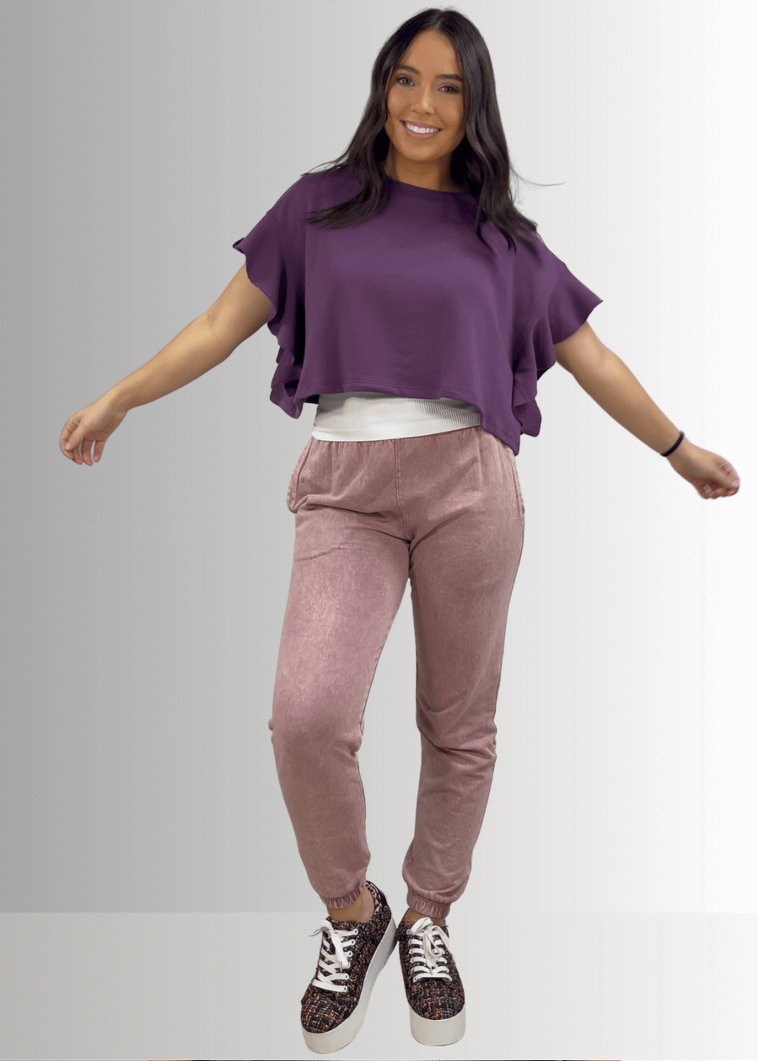 All Day French Terry Pocket Joggers in Mauve