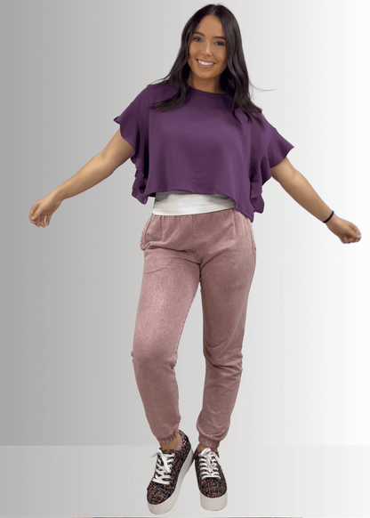 All Day French Terry Pocket Joggers in Mauve