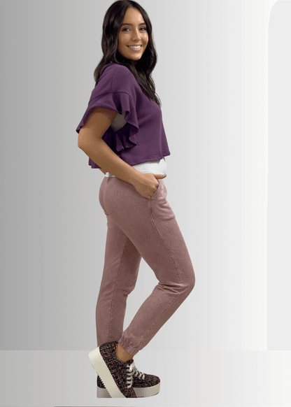 All Day French Terry Pocket Joggers in Mauve