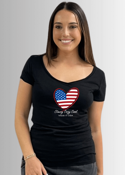 CCC Made in USA Flag Heart Graphic Tee