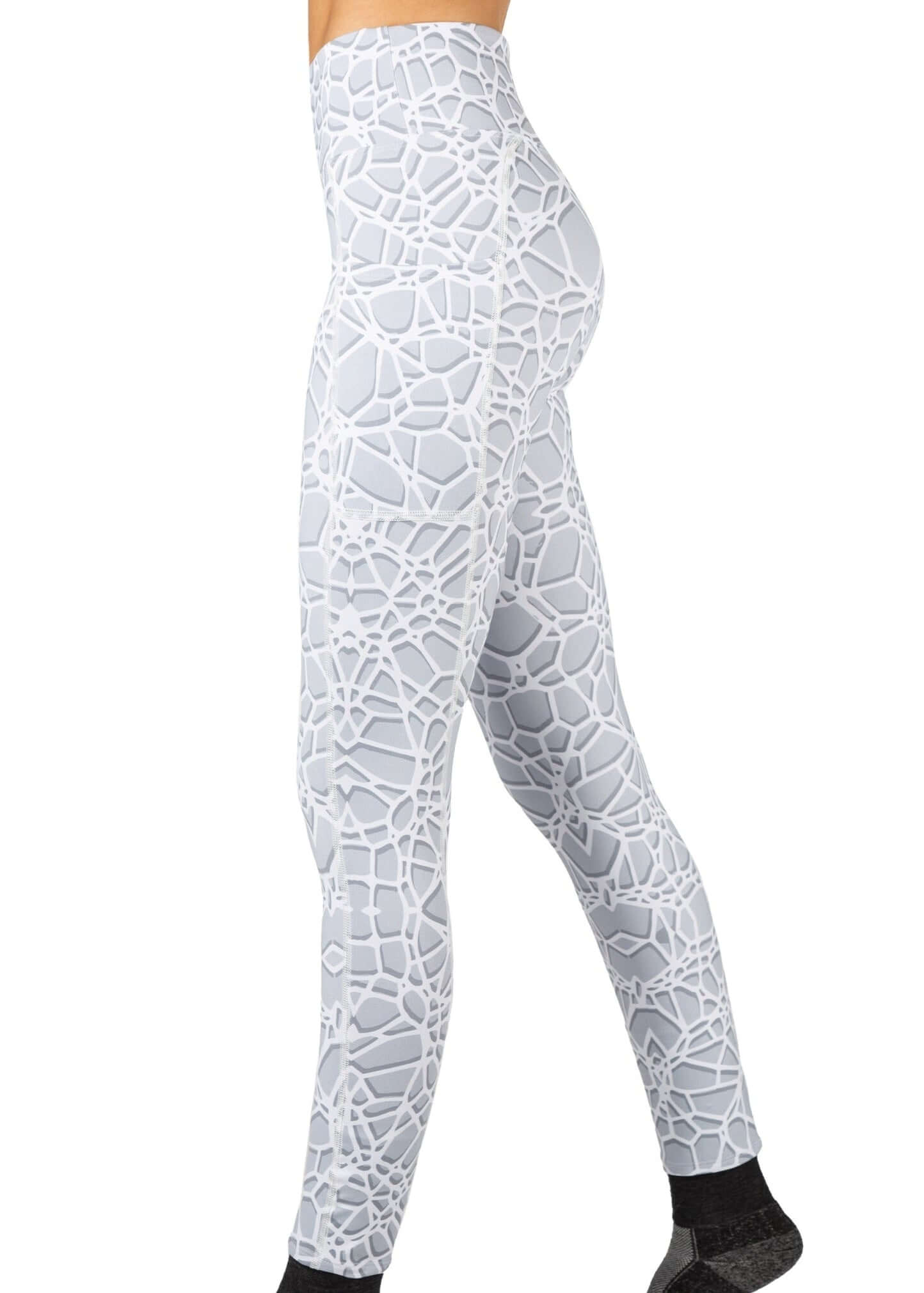 Crackle Wide Waistband Pocketed Leggings