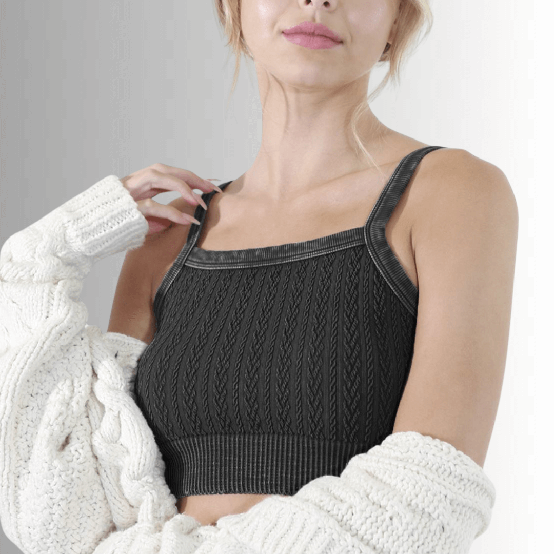 Seamless Cable Knit Bra Top