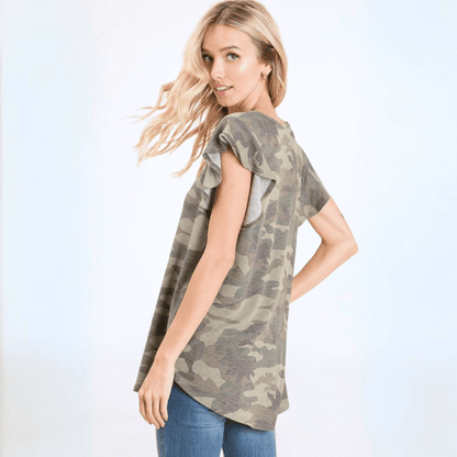 Cute Camo Cap Sleeve Top Made in USA