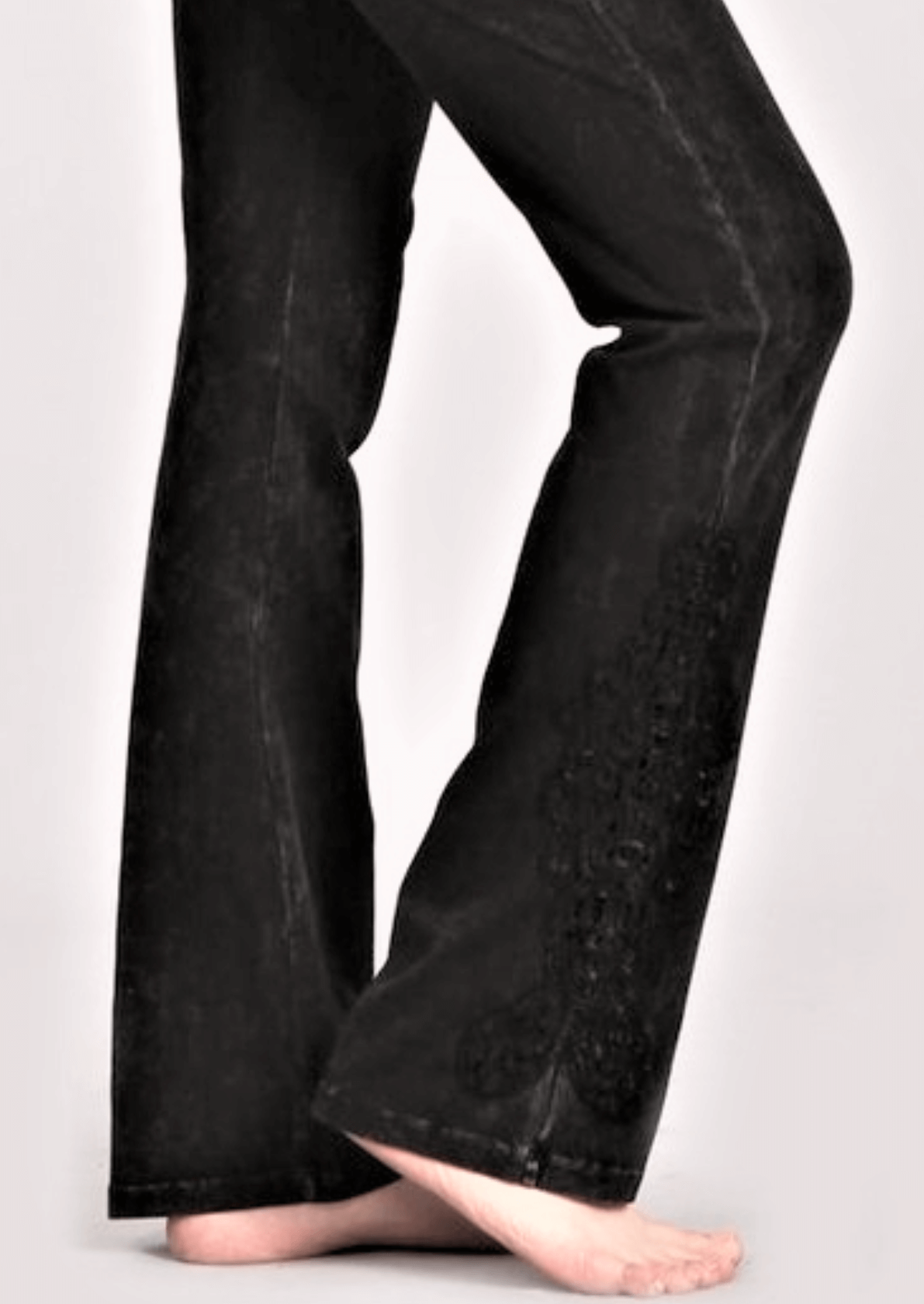 Mineral Washed Bootcut Jeggings Crochet Detail Made in USA