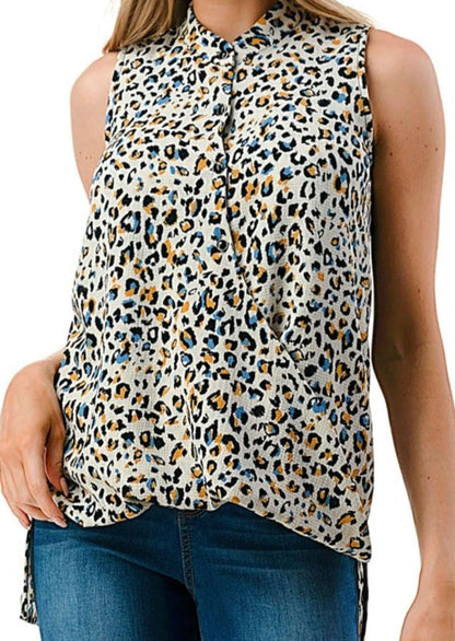 Textured Animal Print Surplice Top