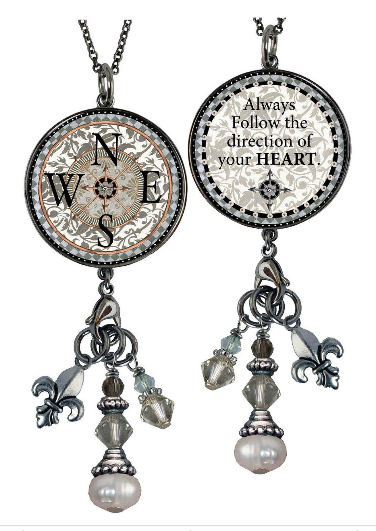 Reversible Dangle Compass Inspirational Necklace Made in USA