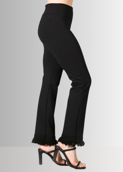 Mineral Washed Crochet Fringe Hem Pants in Plus Size