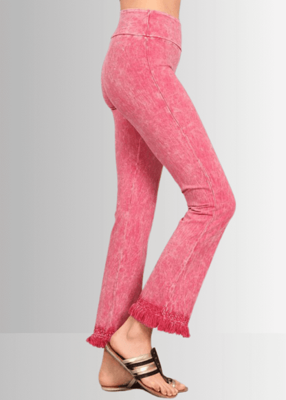 Mineral Washed Crochet Fringe Hem Pants