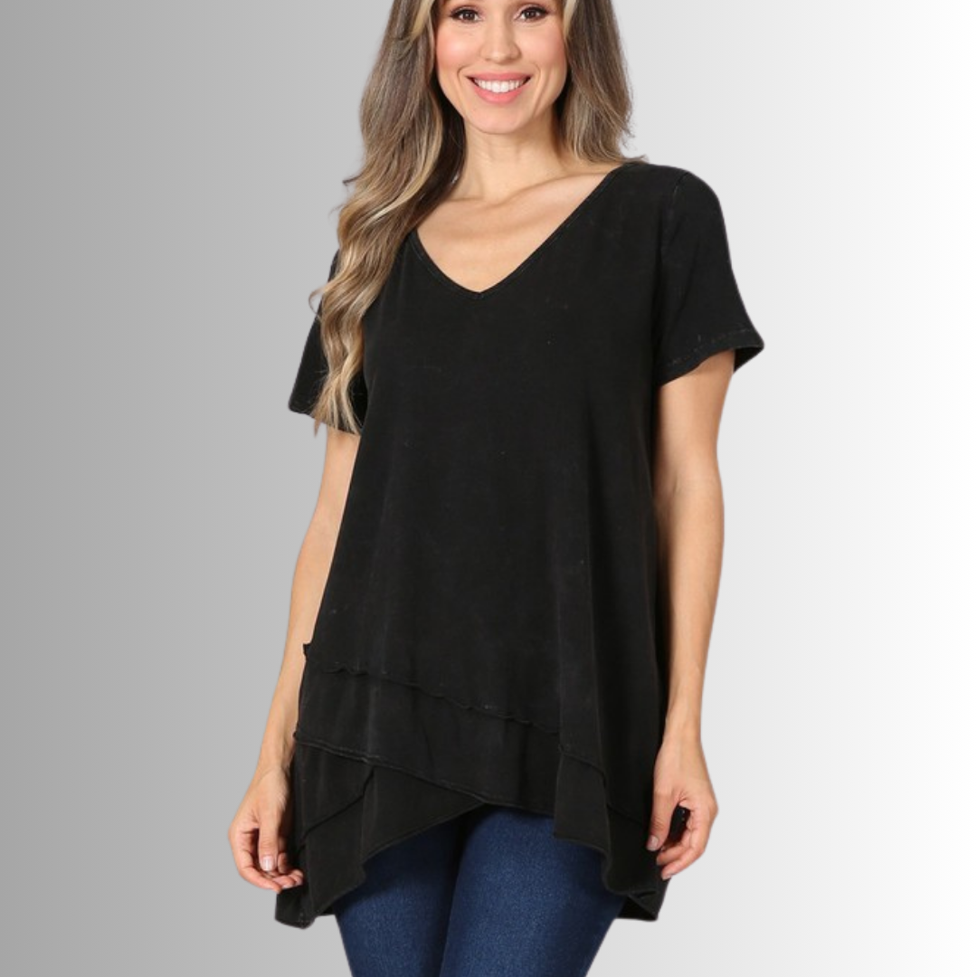 Relax in Style Cotton V-Neck Top