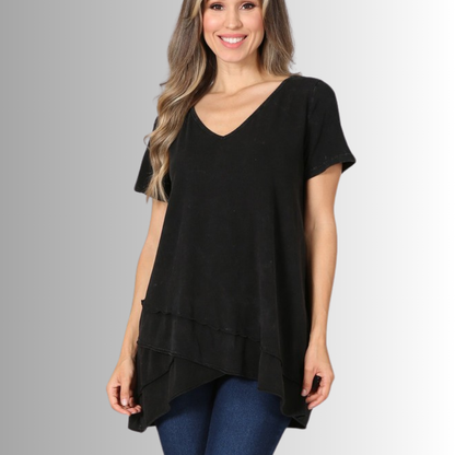 Relax in Style Cotton V-Neck Top