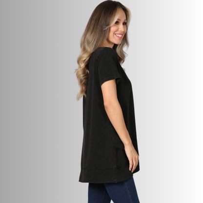 Relax in Style Cotton V-Neck Top