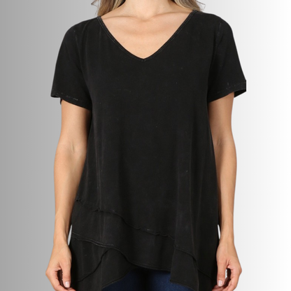 Relax in Style Cotton V-Neck Top