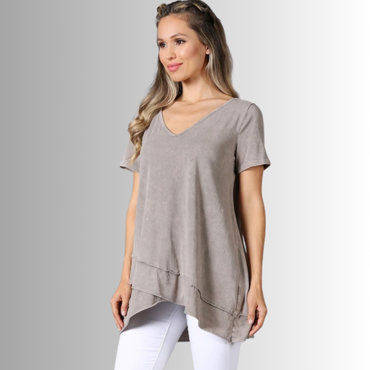 Relax in Style Cotton V-Neck Top