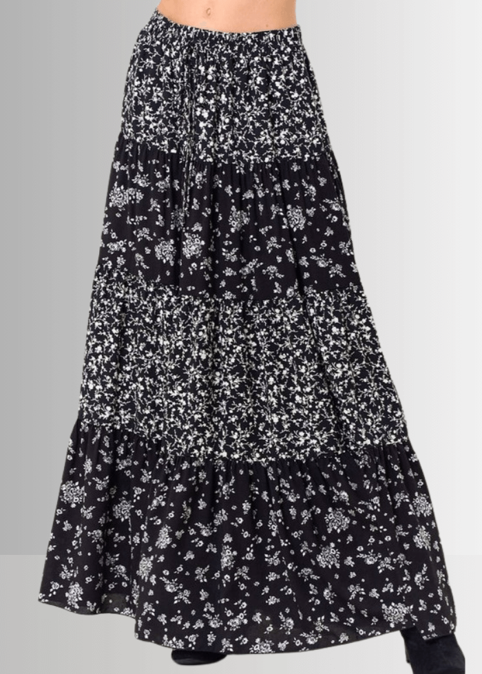 Claire Floral Tiered Maxi Skirt