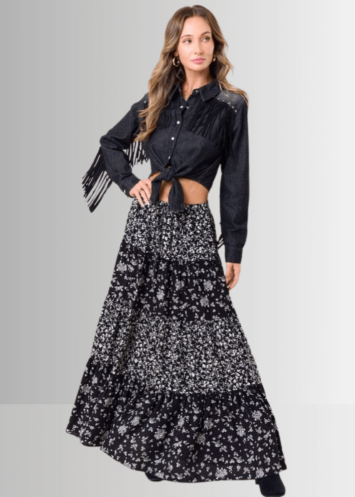 Claire Floral Tiered Maxi Skirt