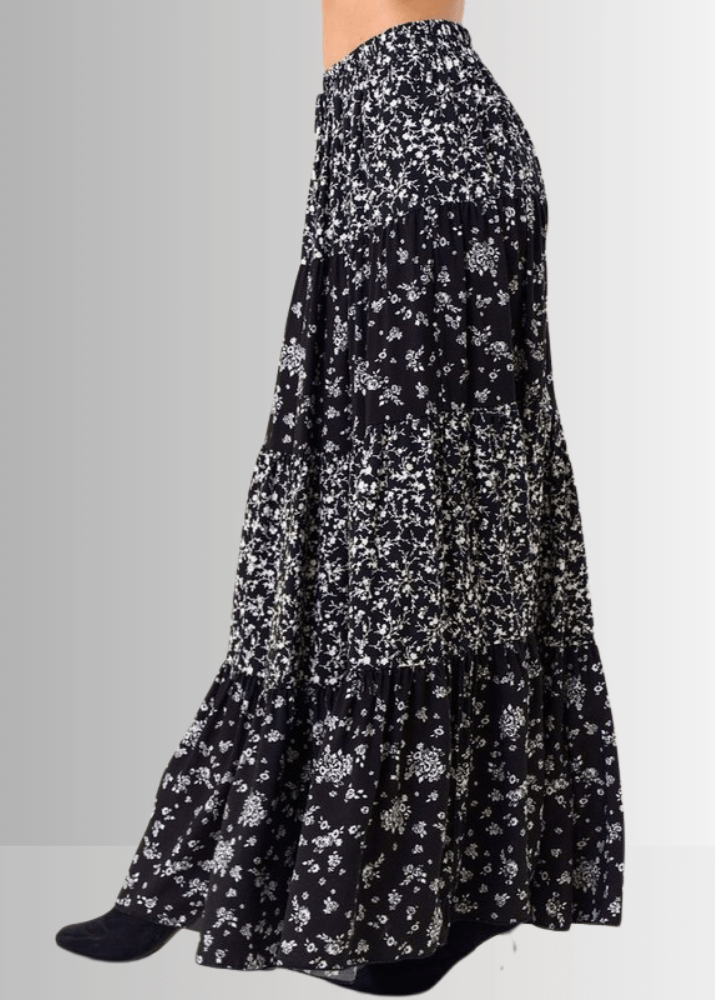 Claire Floral Tiered Maxi Skirt